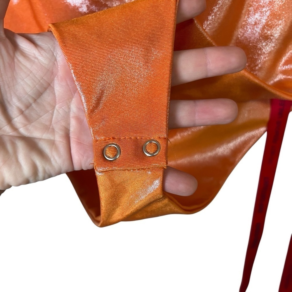 Coucoo Saa Orange High Neck Sleeveless Bodysuit Shiny Shapewear Sexy Size Small — image 6 of 8